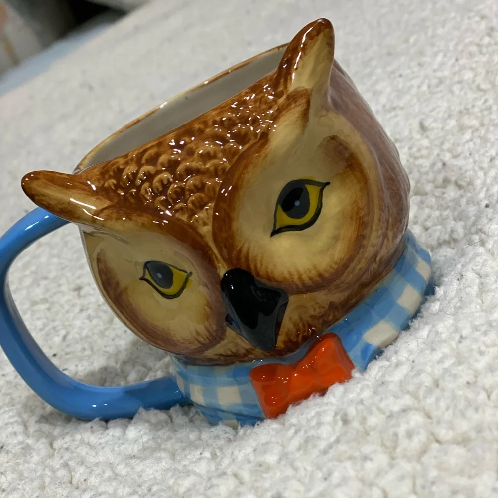 west elm dapper animal owl mug